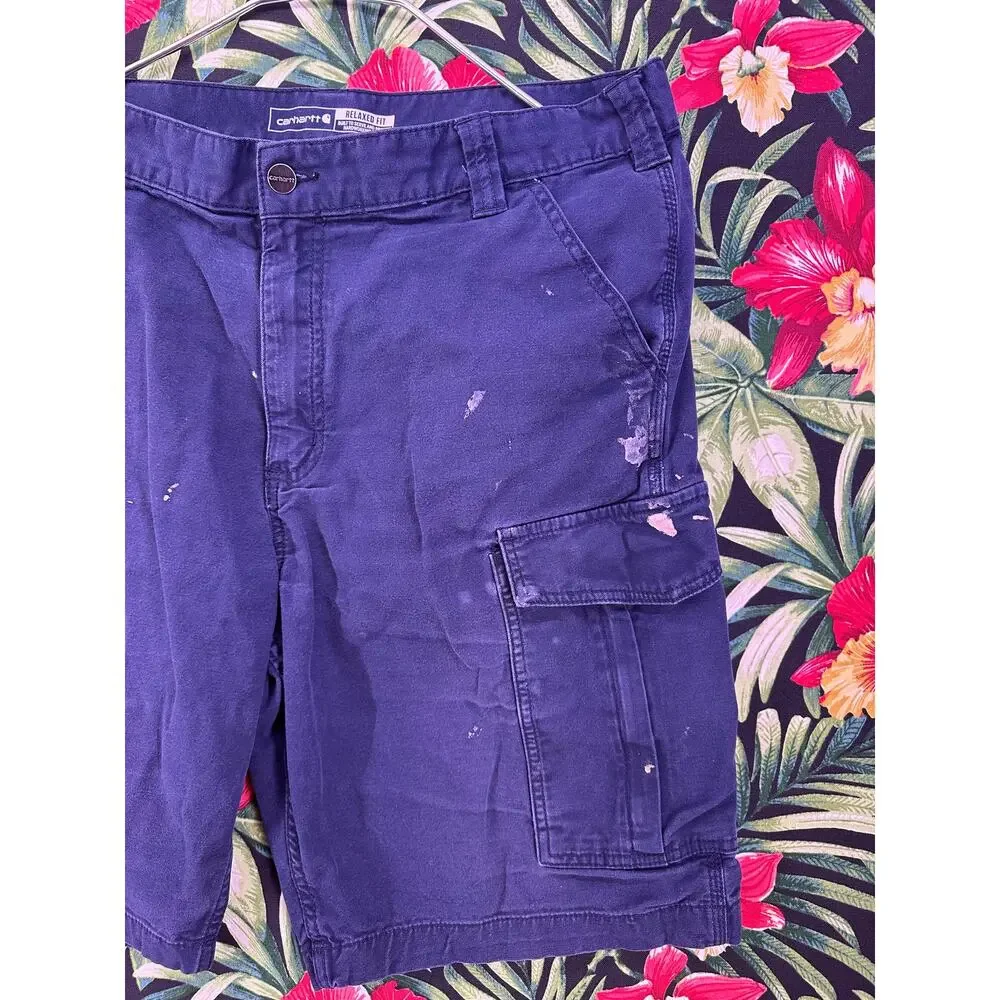 Carhartt Navy Cargo Shorts Stained Size 38